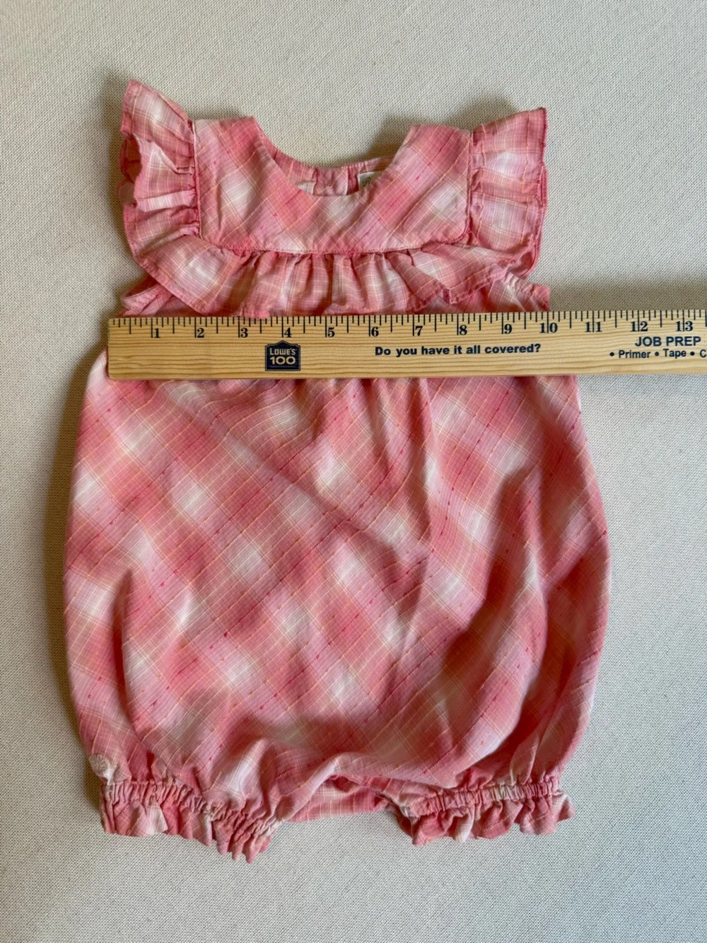 Ralph Lauren Plaid Ruffle Cotton Bubble Romper 6M